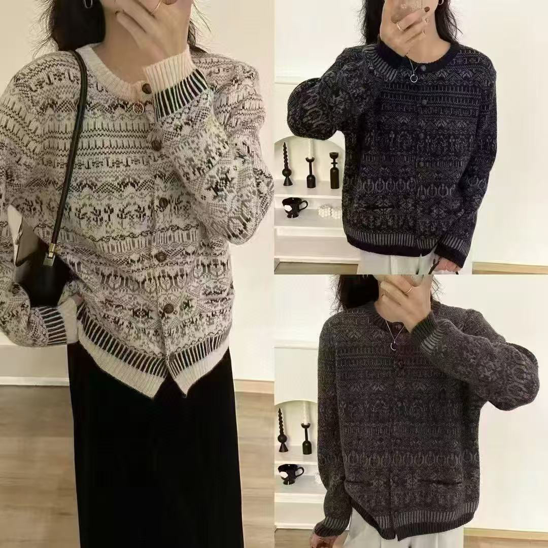 女士秋冬花纱百搭开衫