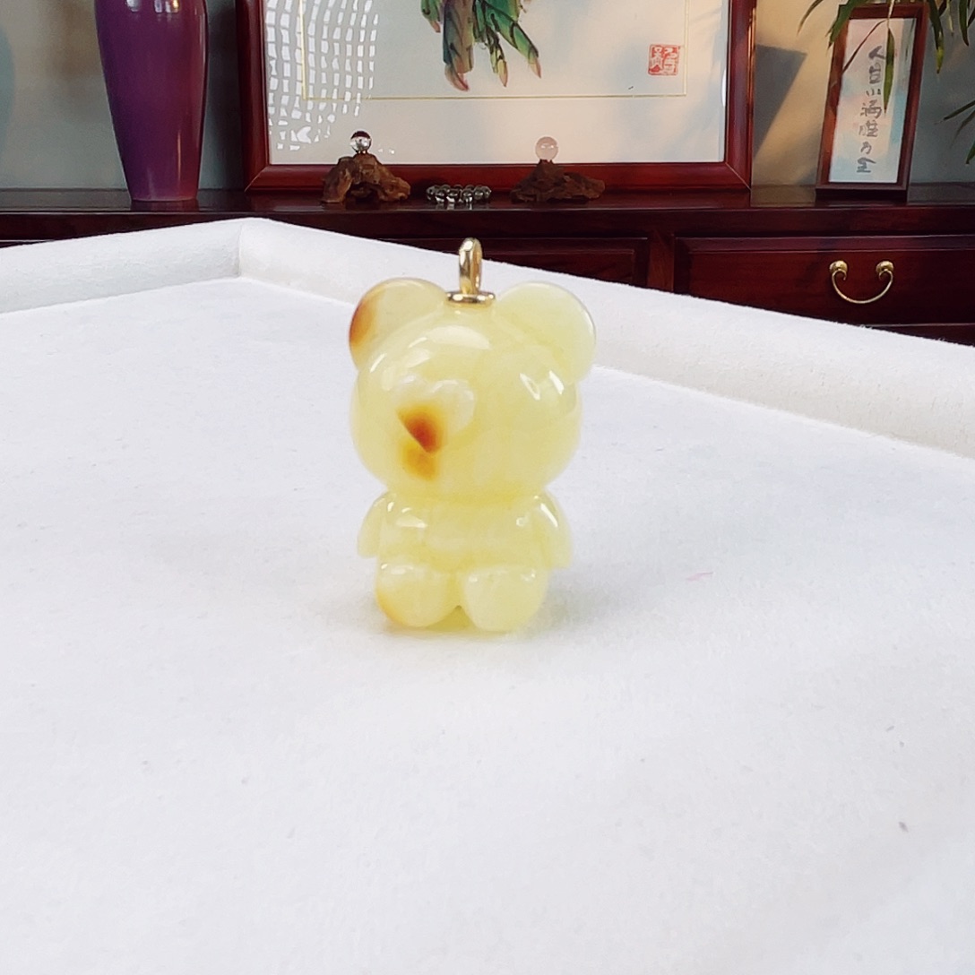 蜜蜡颈饰18K金镶嵌蜜蜡