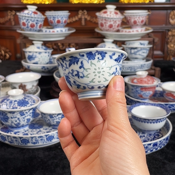 青花玲珑小压手景德镇