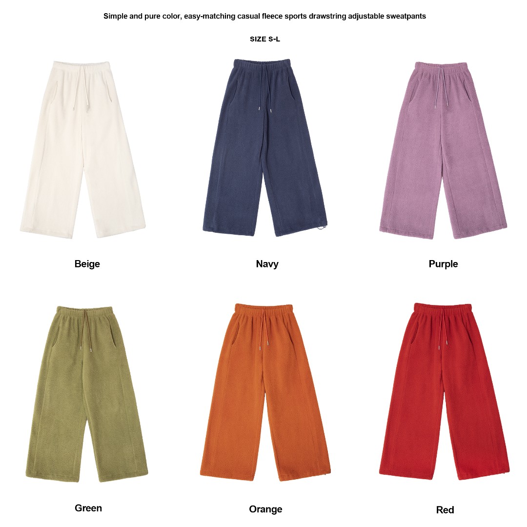 ins韩女街头秋冬廓形简约保暖纯色宽松抽绳女士休闲运动卫裤