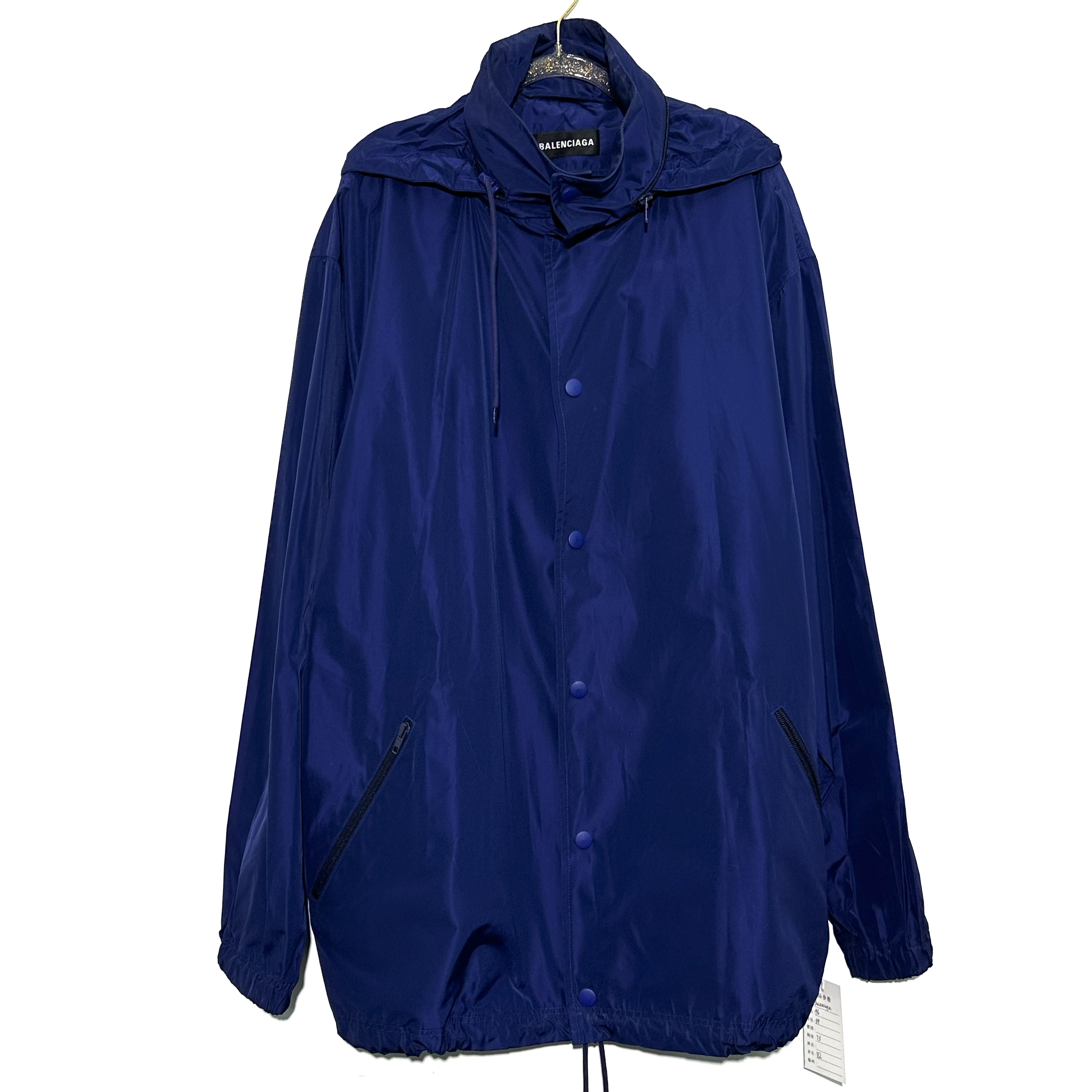 99新 Balenciaga/巴黎世家 46码 经典logo蓝色冲锋衣外套 0729