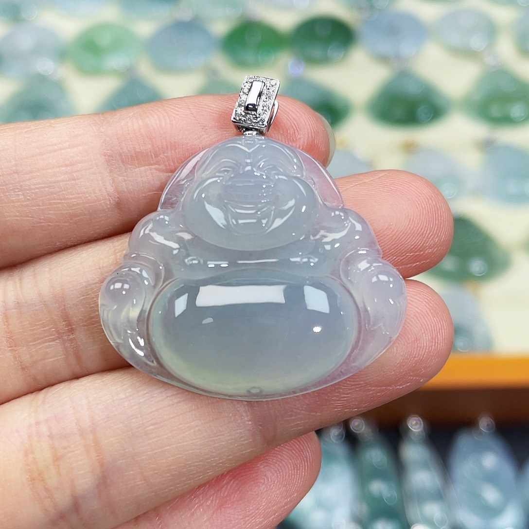 翡翠颈饰18K金镶嵌吊坠