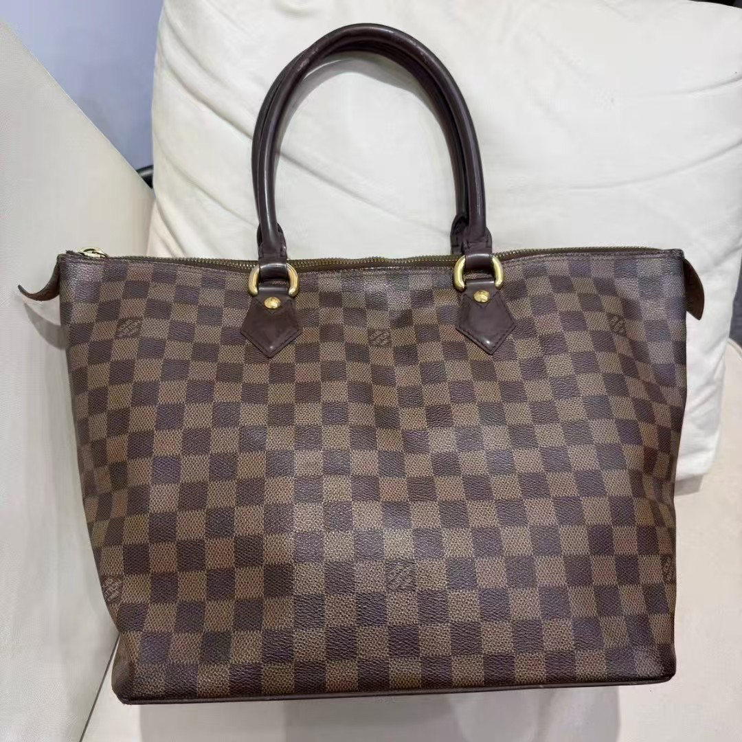 95新 LouisVuitton/路易威登 棕棋盘格托特包 手提包 全原95新