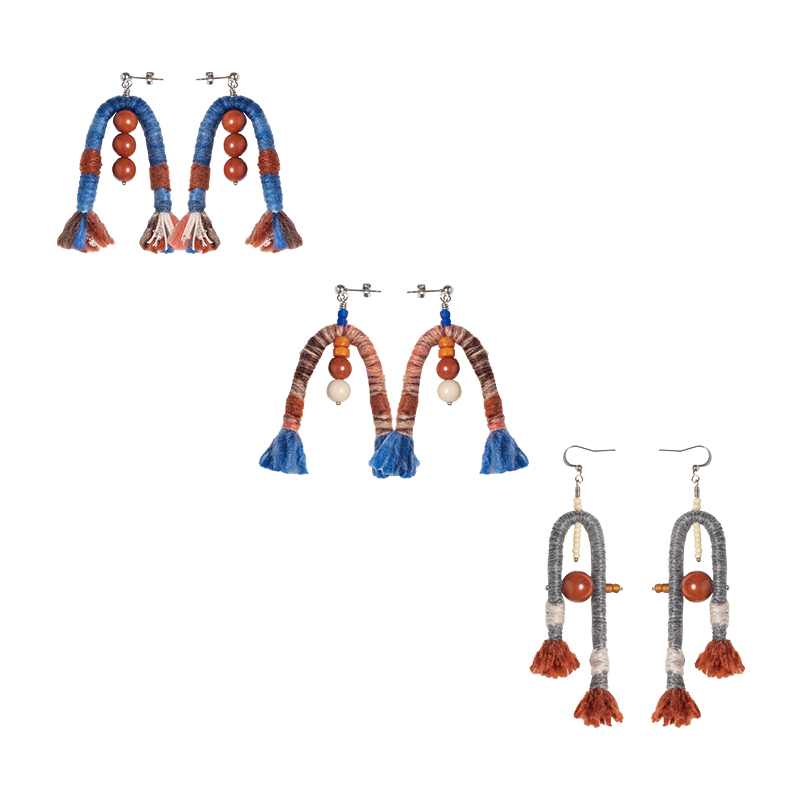 非金属布艺耳饰 圣山2025秋冬阿里系列原创限量壁画手工羊毛耳饰