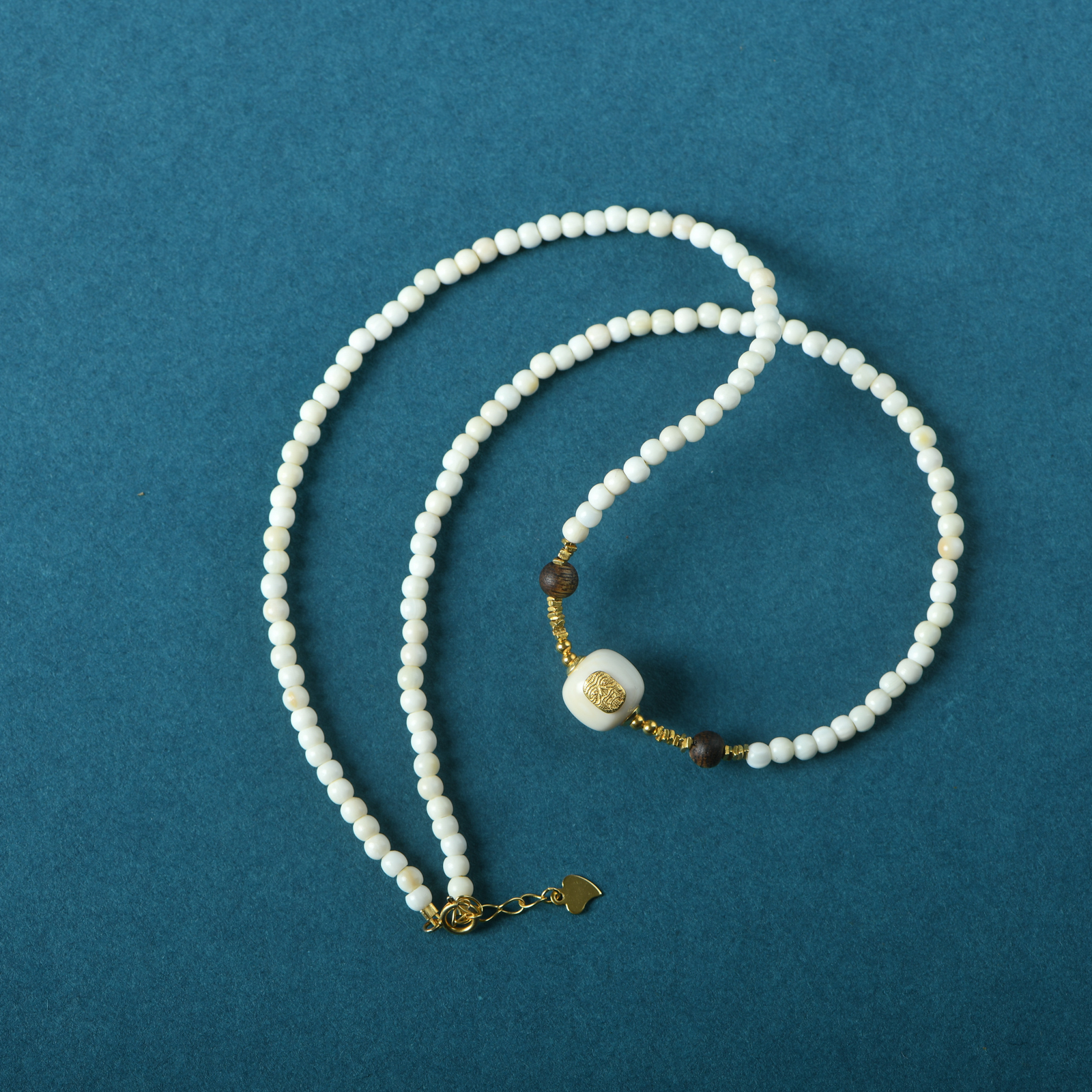 猛犸牙镶嵌五条文随形珠项链