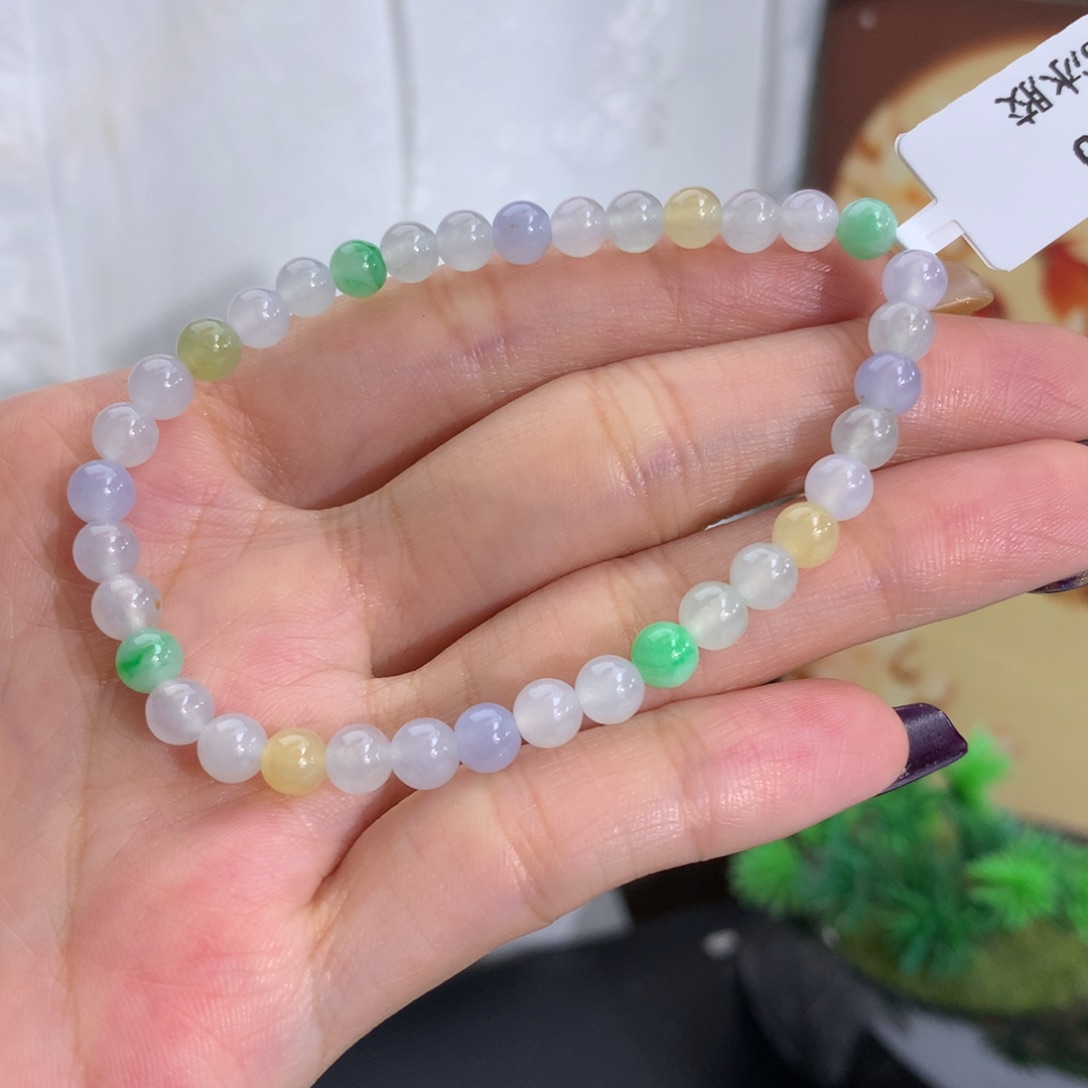 翡翠未镶嵌手串卡5.2胶润多宝手串