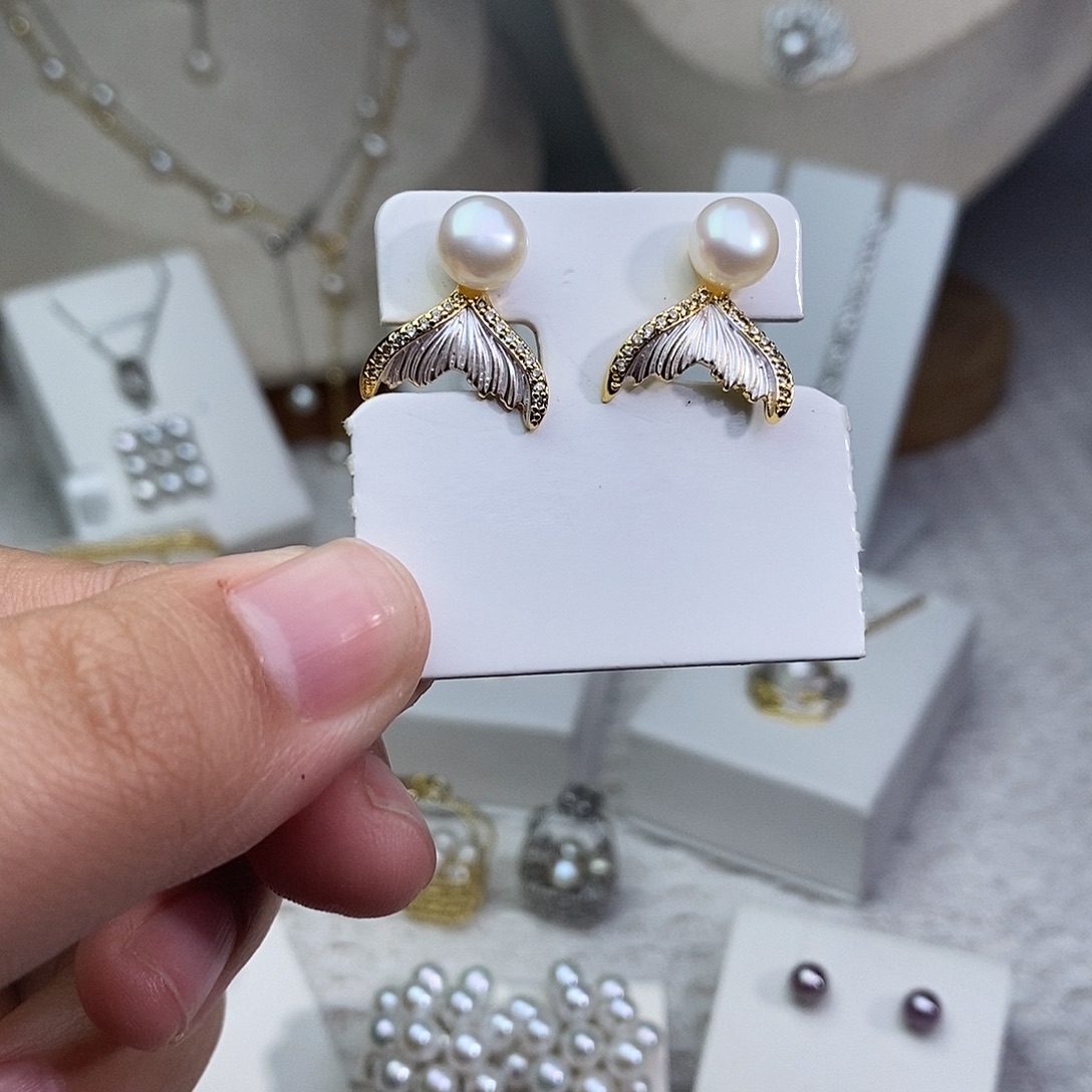 耳饰淡水珍珠银S925镶嵌