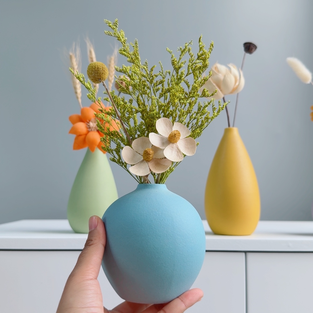 摆件陶瓷花瓶摆件含花总高约20-30cm