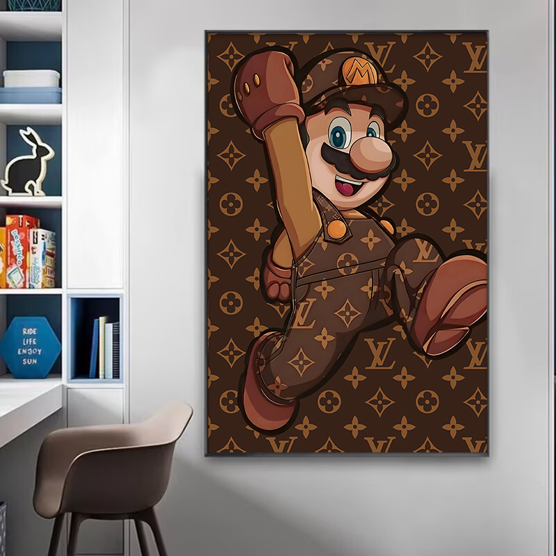 老花马里装饰画儿童房卡通砂岩高级感客厅沙发背景挂画S03