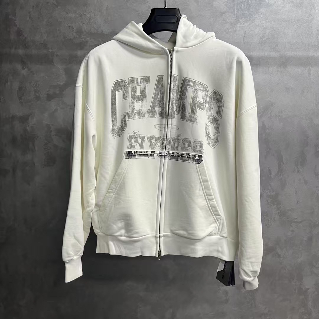 未使用 Balenciaga/巴黎世家 白色字母印花连帽拉链休闲卫衣S/XS