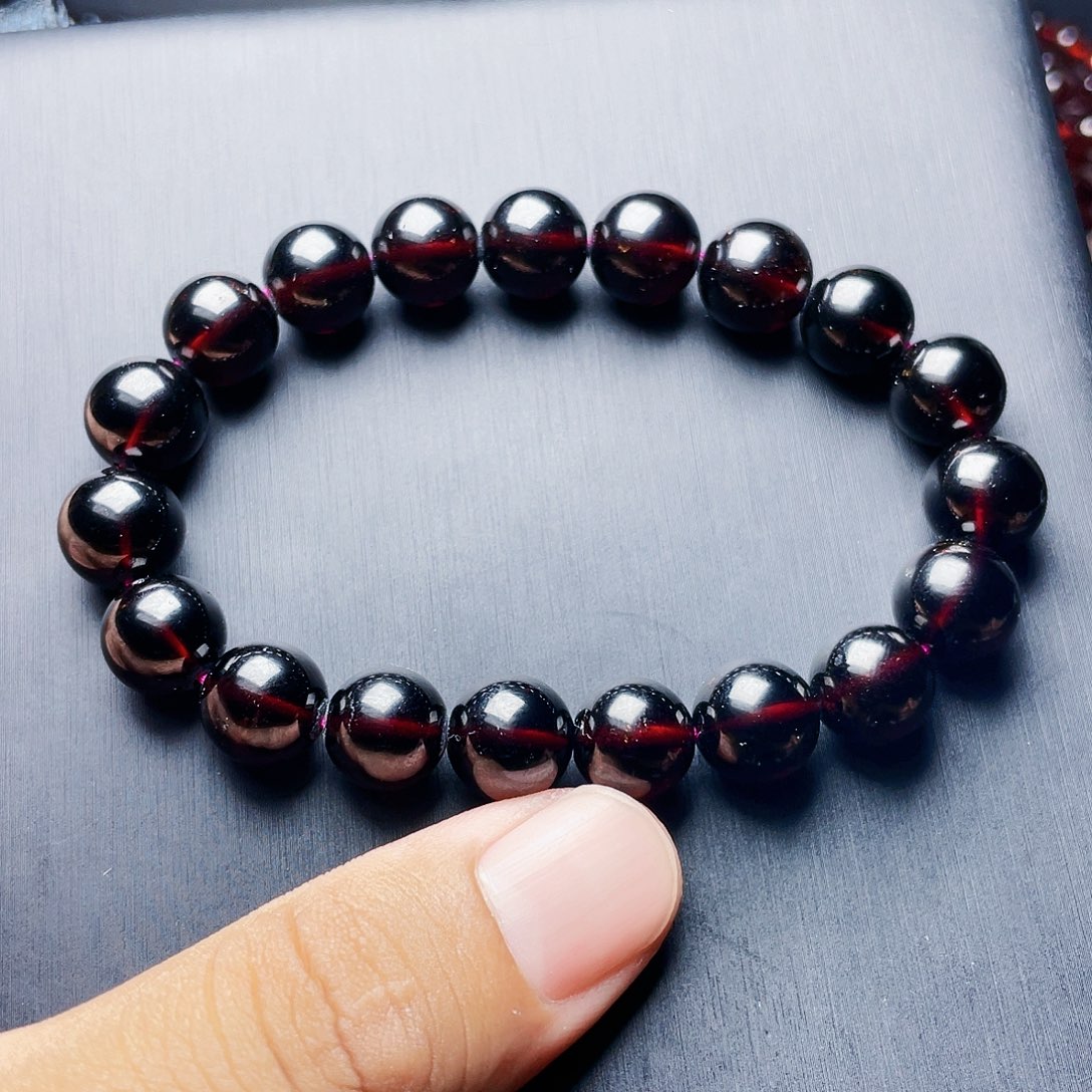 石榴石手链未镶嵌中品10MM酒红单圈