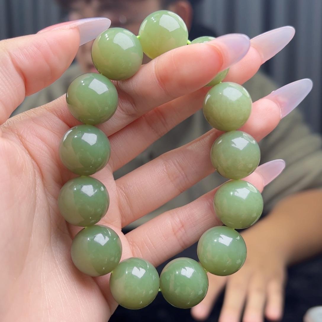 和田玉未镶嵌手链天然和田玉新疆若羌青黄口16