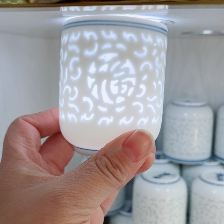 青花玲珑满素玲珑可乐杯