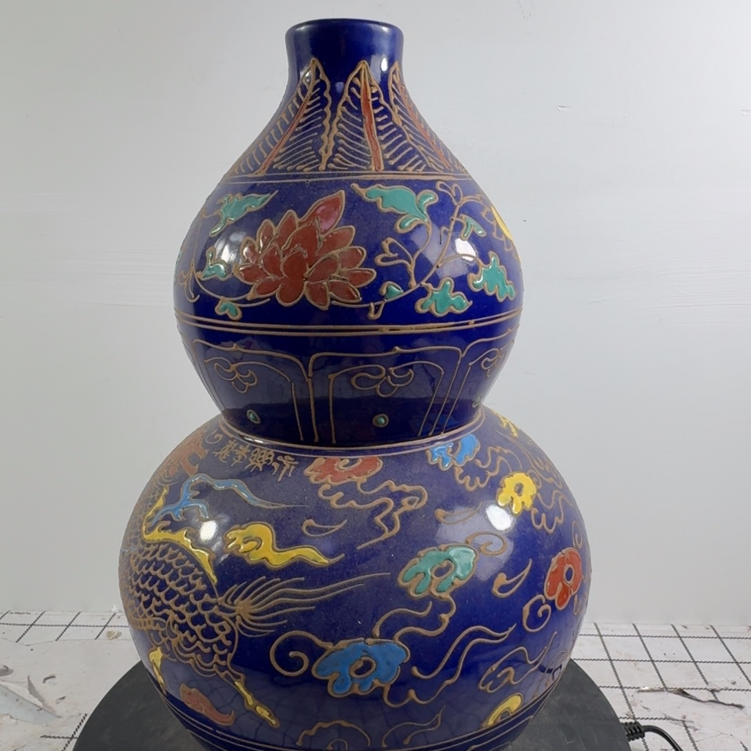 波***瓶粉彩花卉纹陶瓷瓶