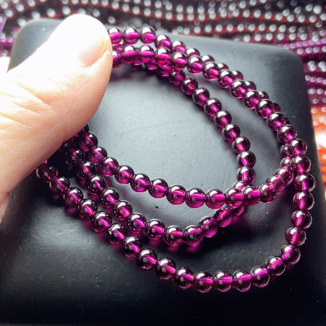 石榴石手链未镶嵌4.8紫牙乌