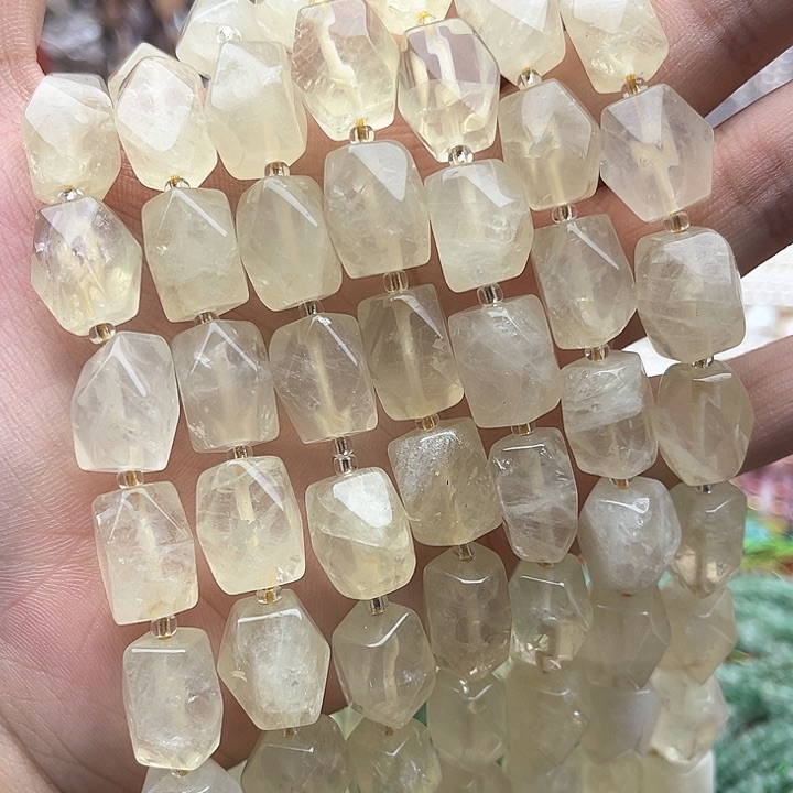 未镶嵌玛瑙/玉髓珠宝半成品一条10/15mm左右柠檬阿塞切面