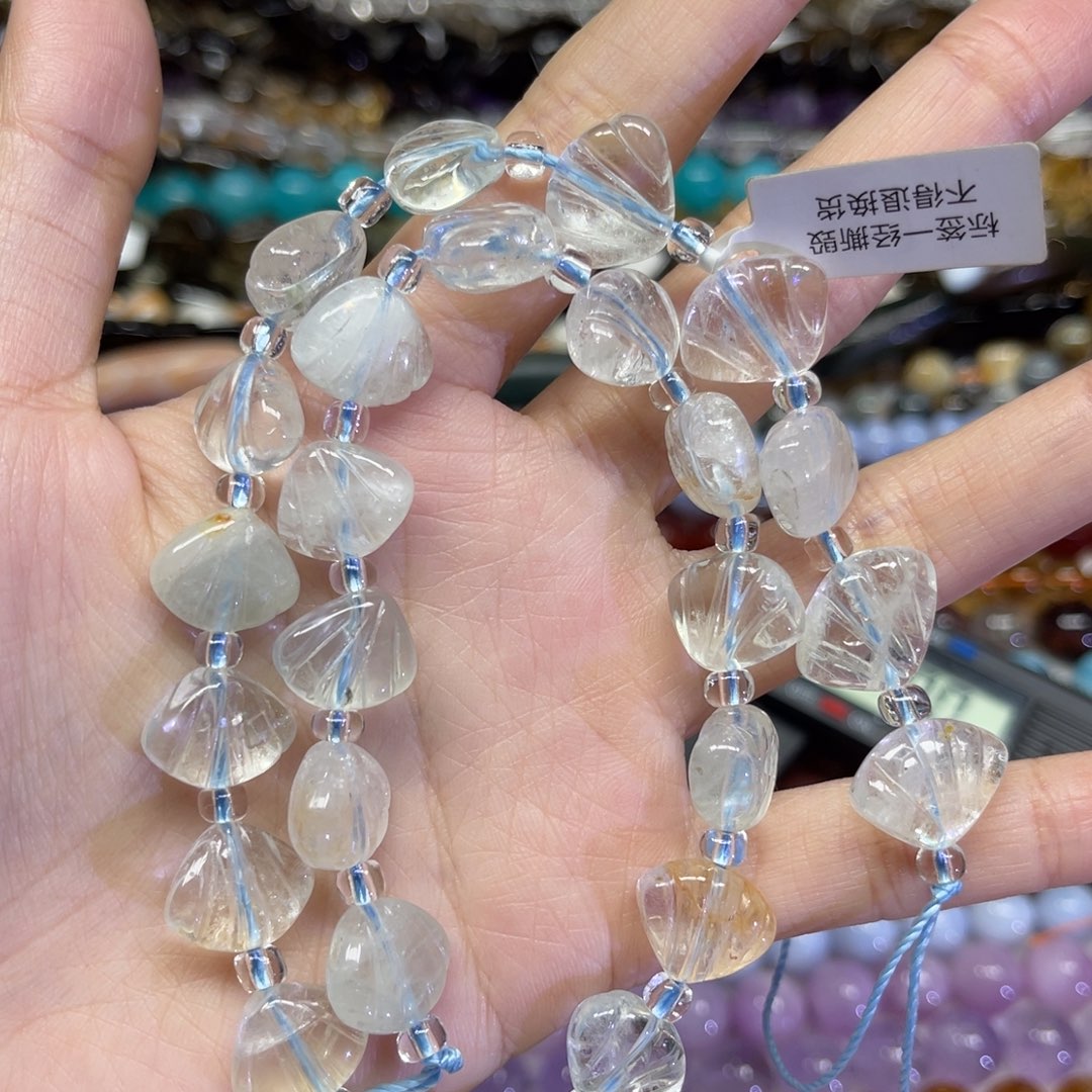 未镶嵌水晶颈饰天然绿水晶卡14长条38厘米