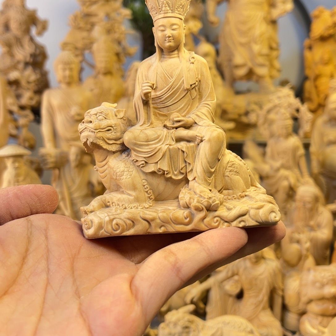 醉***人木小叶黄杨木9.5高坐地藏王摆件