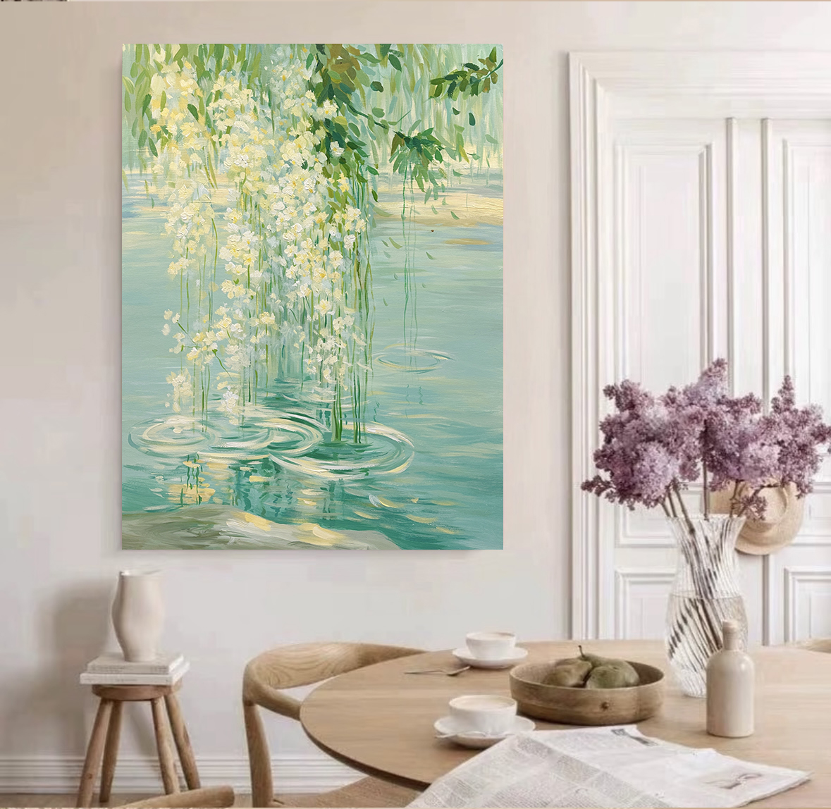 《绿绦》纯手绘油画玄关自然风客厅装饰画沙发背景挂画壁画