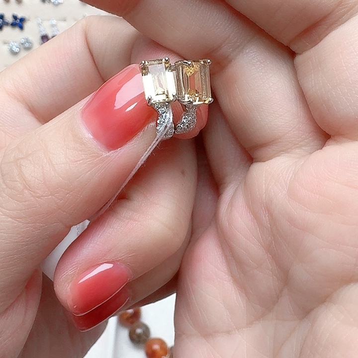 水晶耳饰银S925镶嵌耳钉524