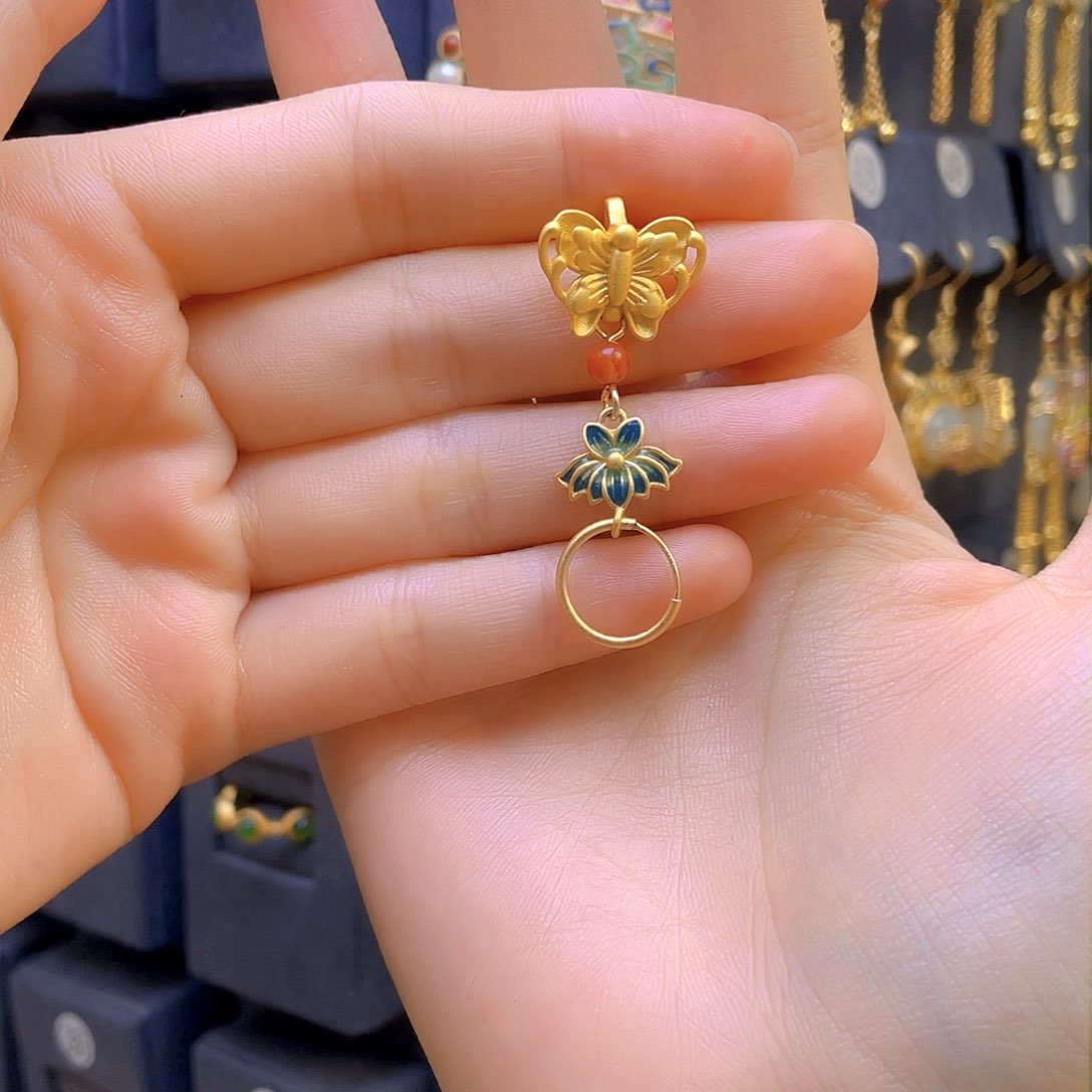 和田玉颈饰银S925镀金镶嵌