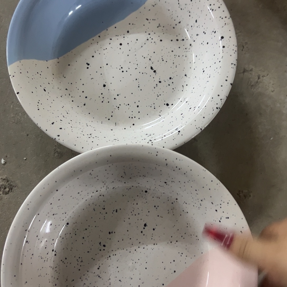 陶微瑕粉色蓝色泼墨盘