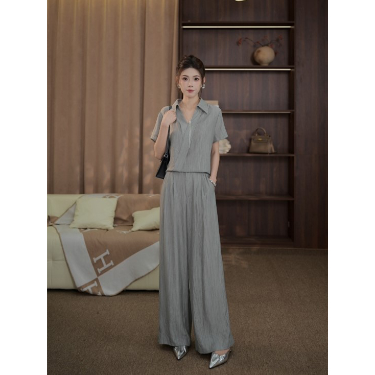 TITI定制【银河长廊】轻奢气质纯色短袖衬衫宽松显瘦上衣TL3903396