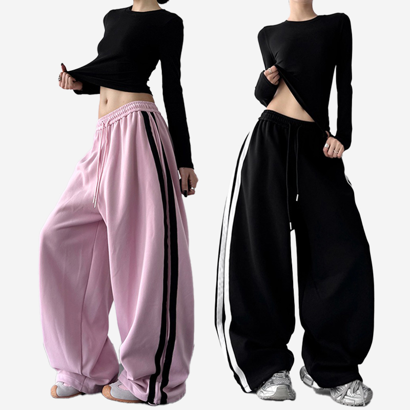 VS wrnot辣妹基础加绒长袖上衣+街舞爵士拽酷粉色拖地长裤