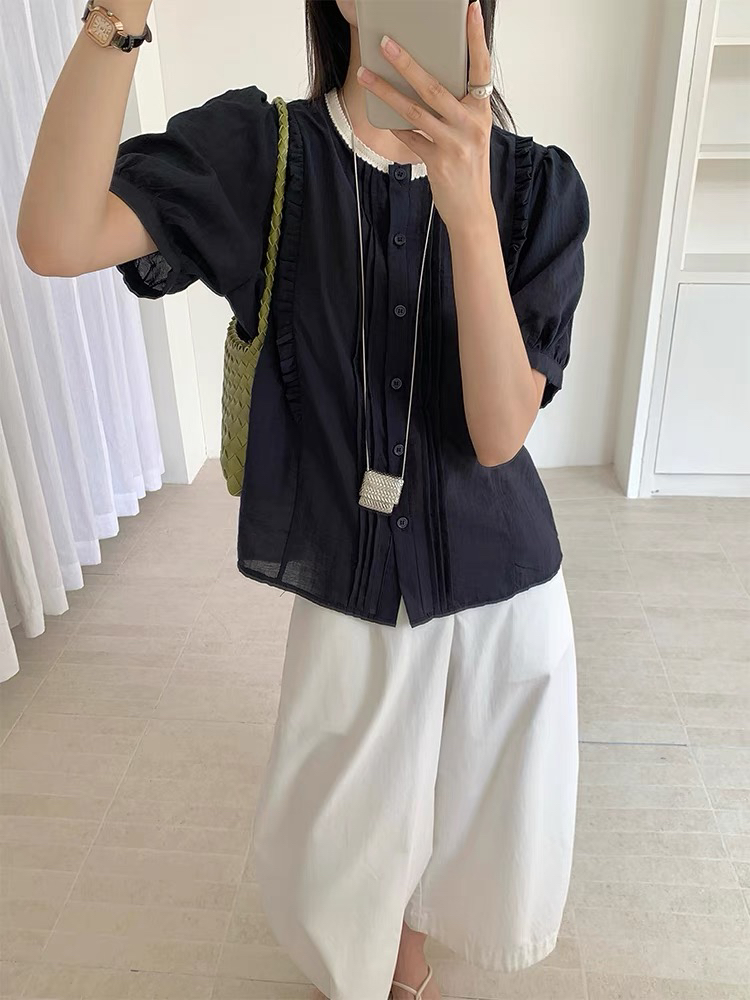 婷～拼接衬衫上衣