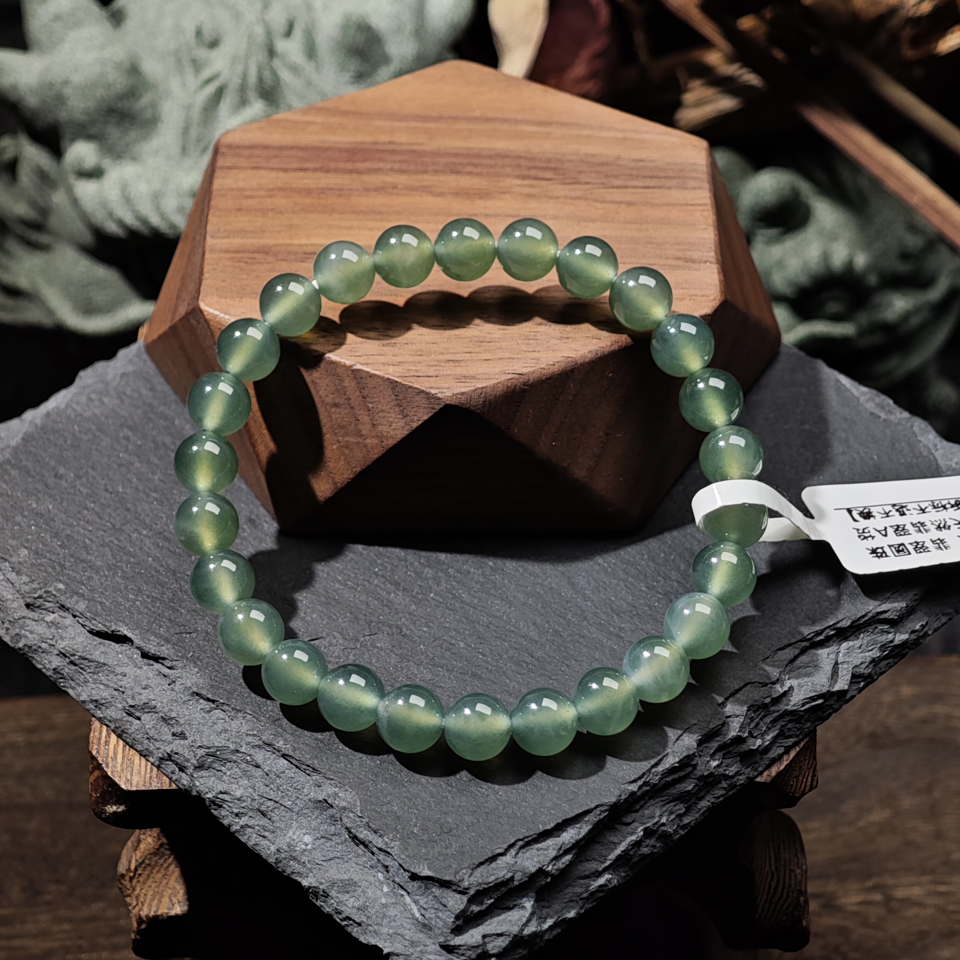 [单品]A1844(卡7.2 )天然缅甸翡翠圆珠手串冰种A货国内现货可鉴赏