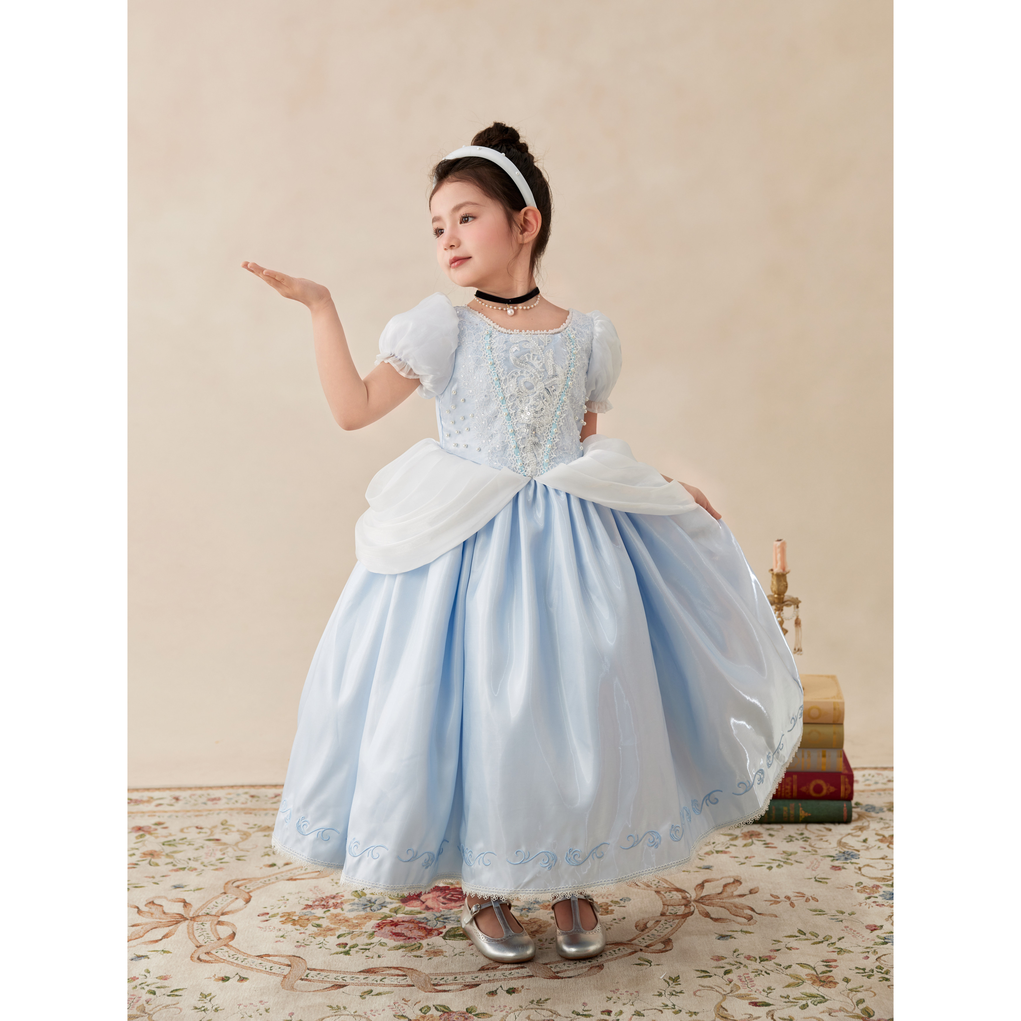 SONNYKIDS 女童灰姑娘珍珠黑色项链颈饰