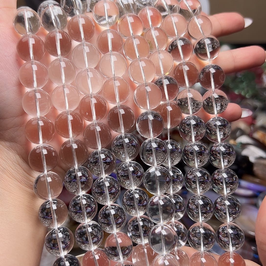 玛瑙/玉髓合金珠宝半成品d41 14m 白水晶一条