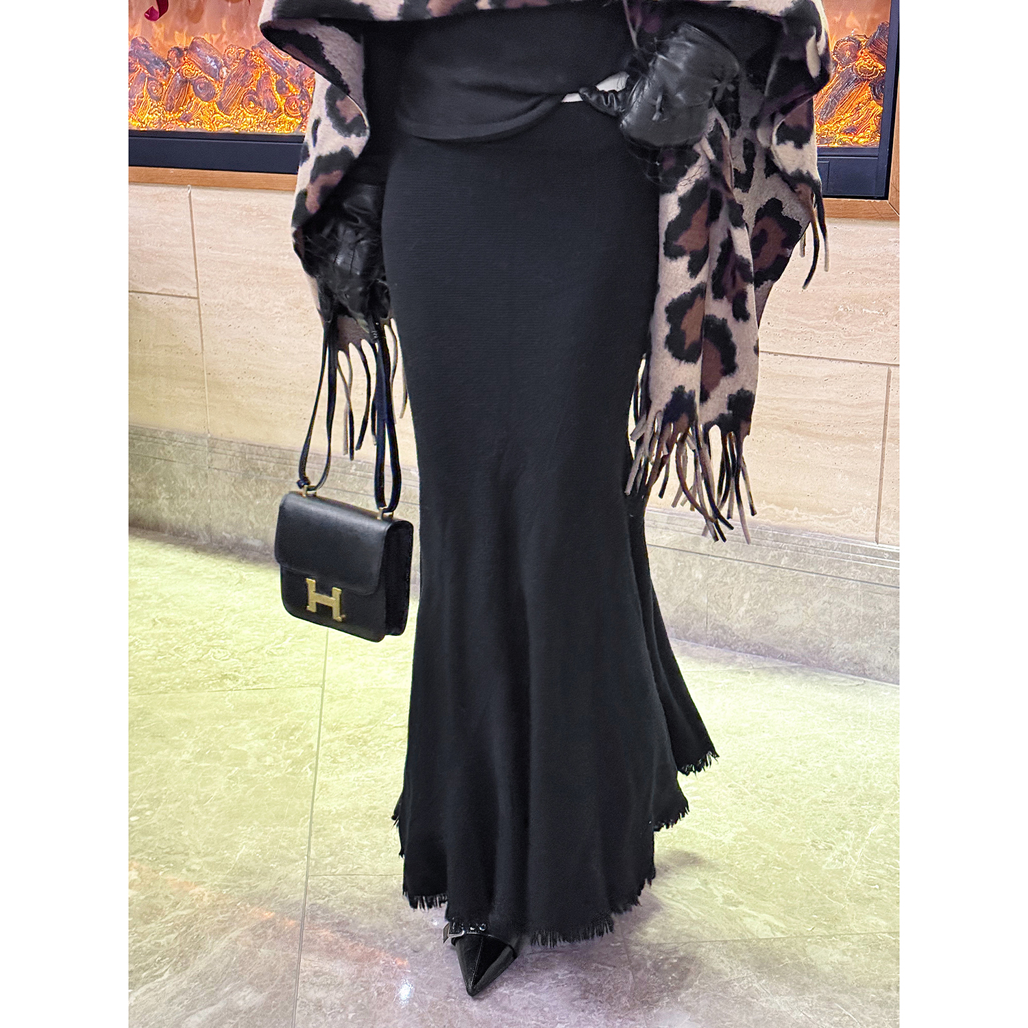 果果家 针织半身裙2025女高腰显瘦长裙设计感气质百搭