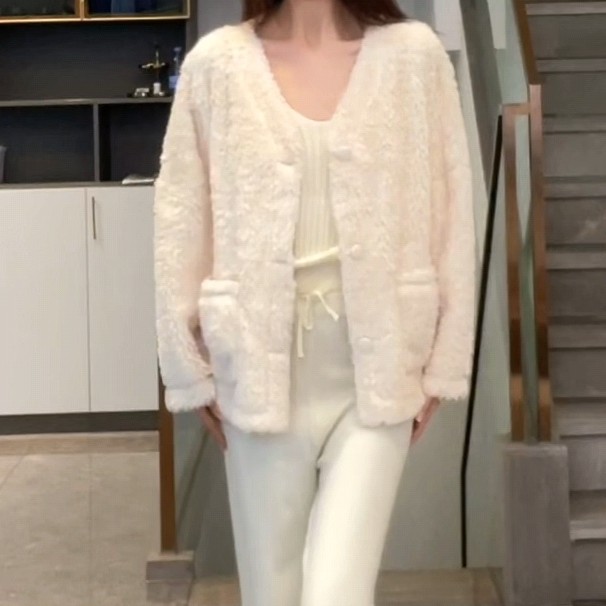 秋冬新款环保毛慵懒开衫外套