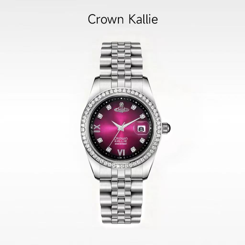 【碎冰酒红】Crown Kallie西太联名同款土星元素女士时尚腕表ck8164
