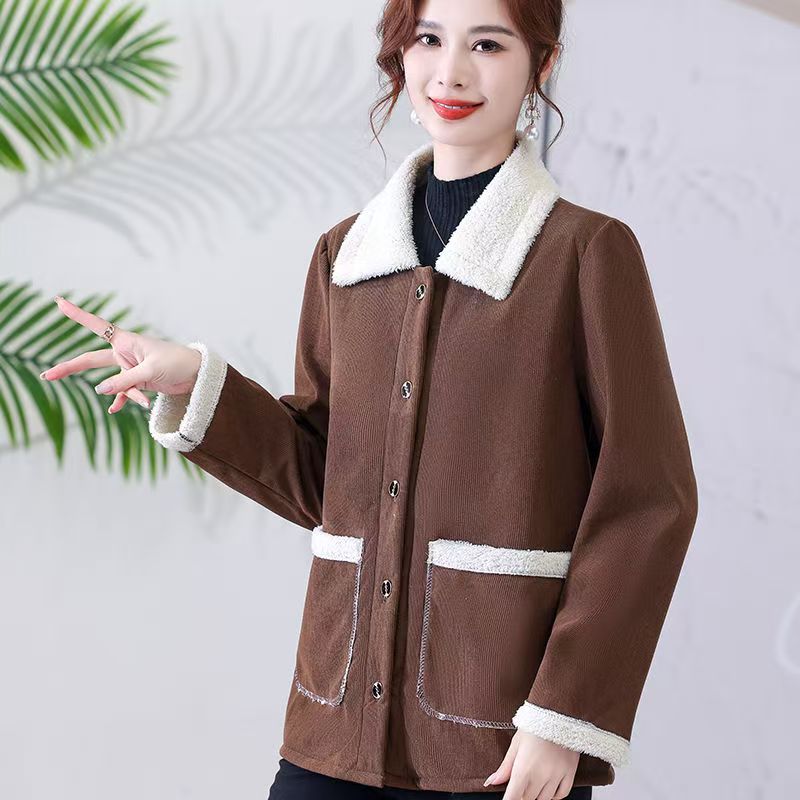 11319-洋气妈妈秋冬装新款时尚气质中年加厚保暖外套上衣女