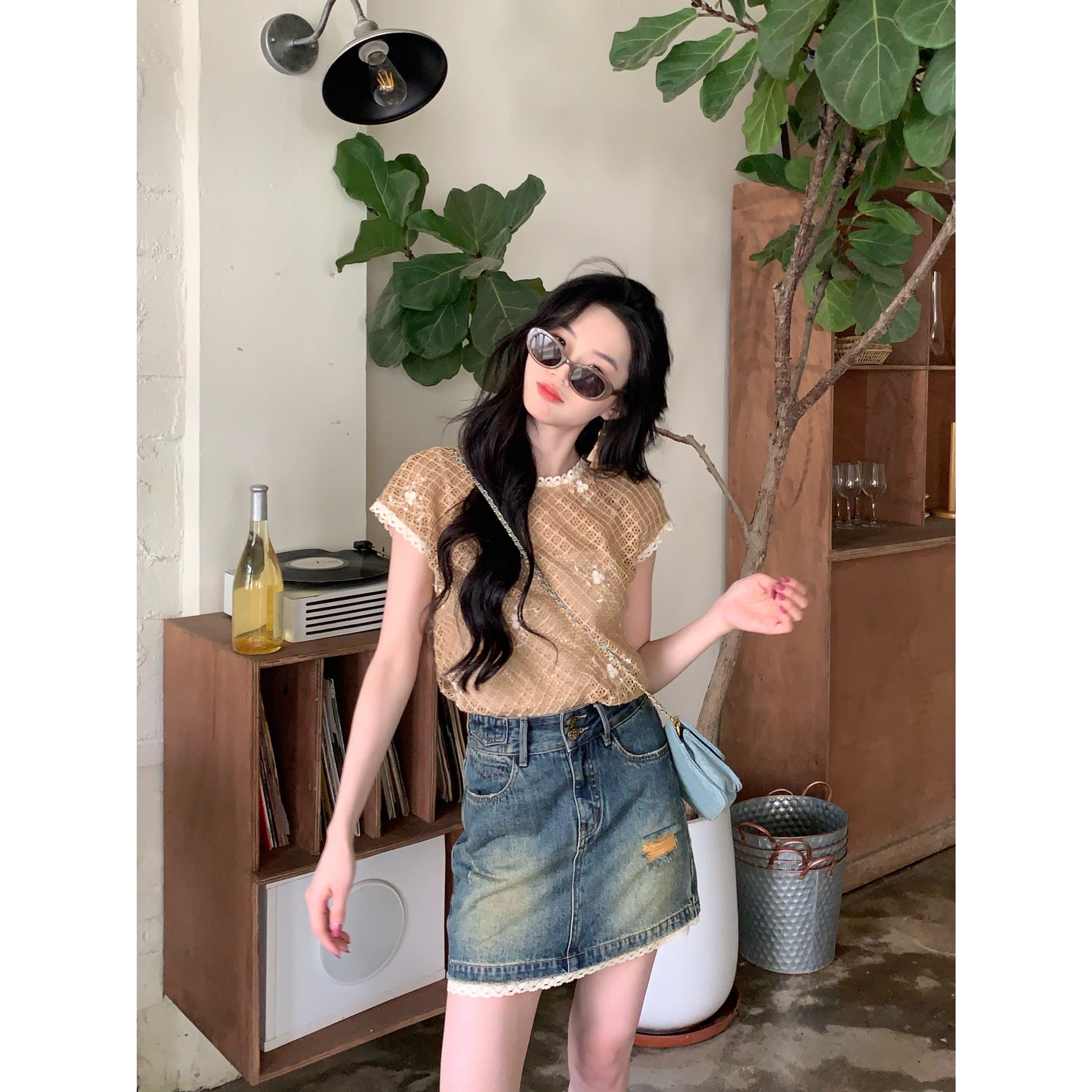 欣子野【苏木邂逅】夏季显瘦百搭小众设计彩色手工上衣 xz11250W