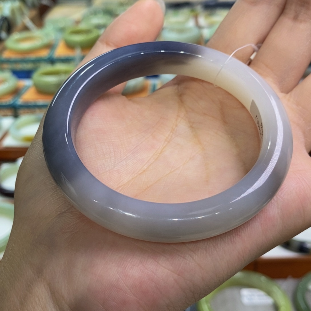 和田玉手镯未镶嵌青海梦幻烟紫57/58