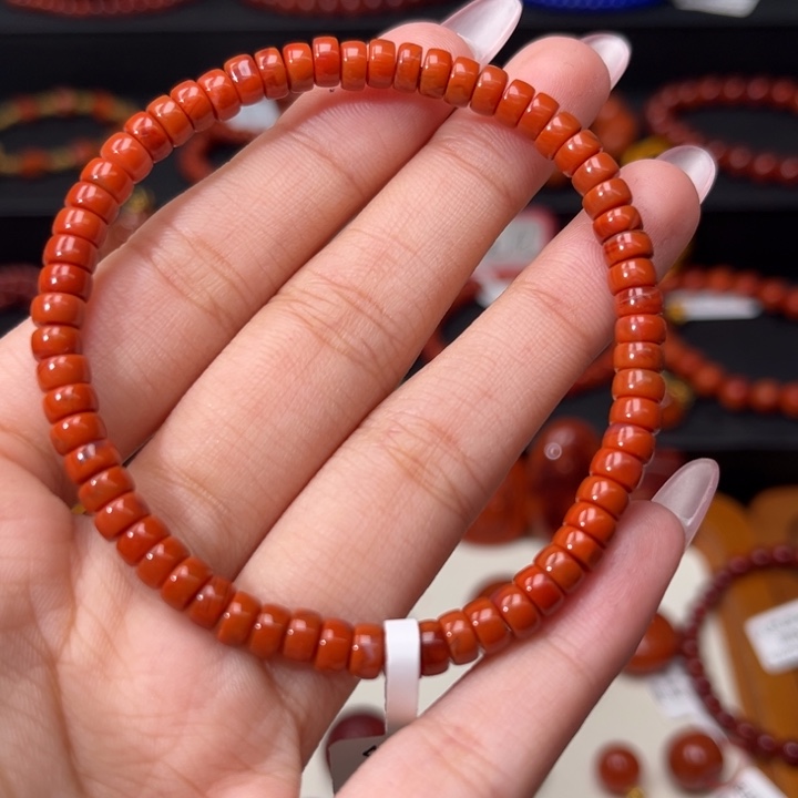 x***r南红玛瑙未镶嵌手链精工直切药片5mm柿子红