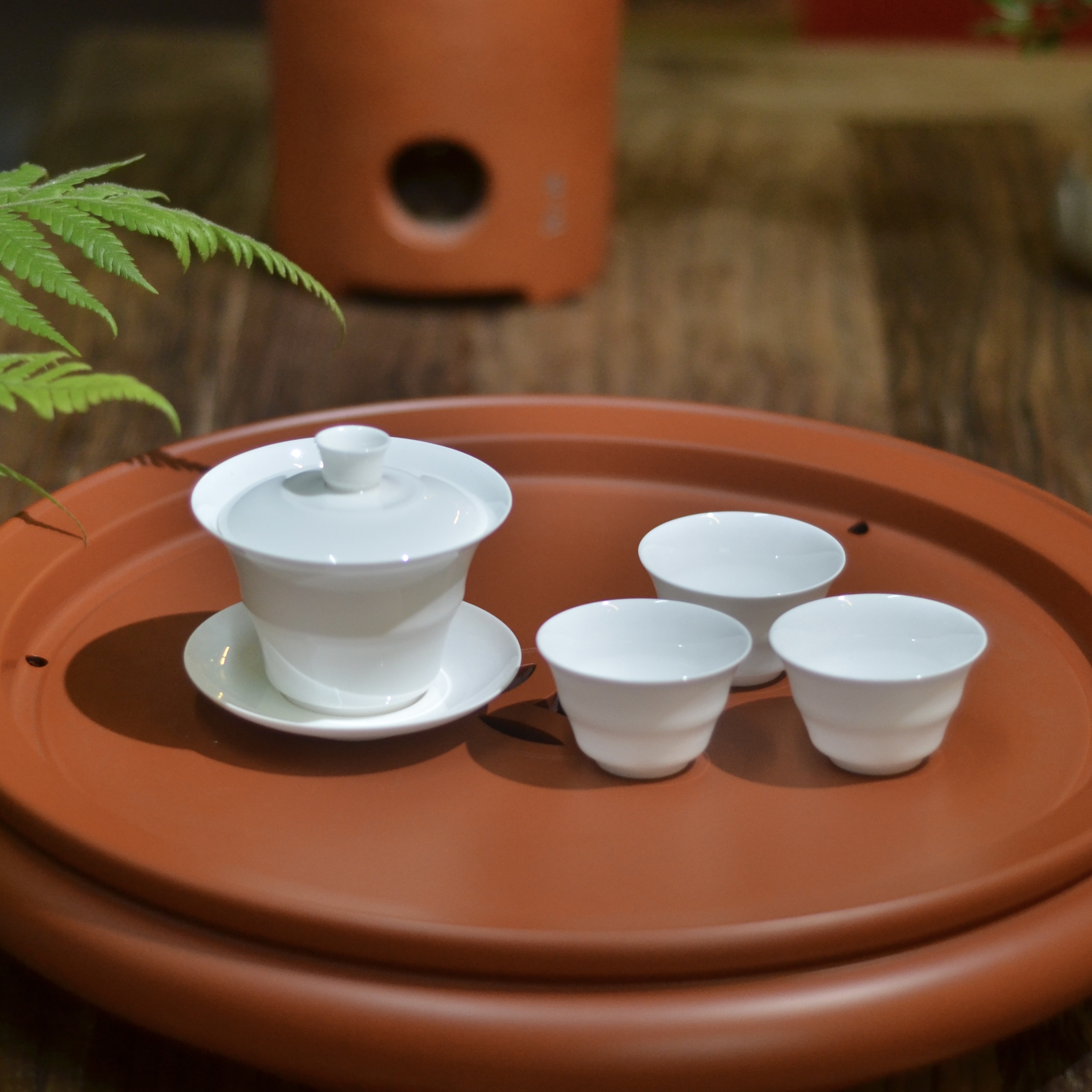 潮州陶瓷薄胎泡茶潮汕骨瓷竹节三才茶具盖碗茶杯家用功夫茶具