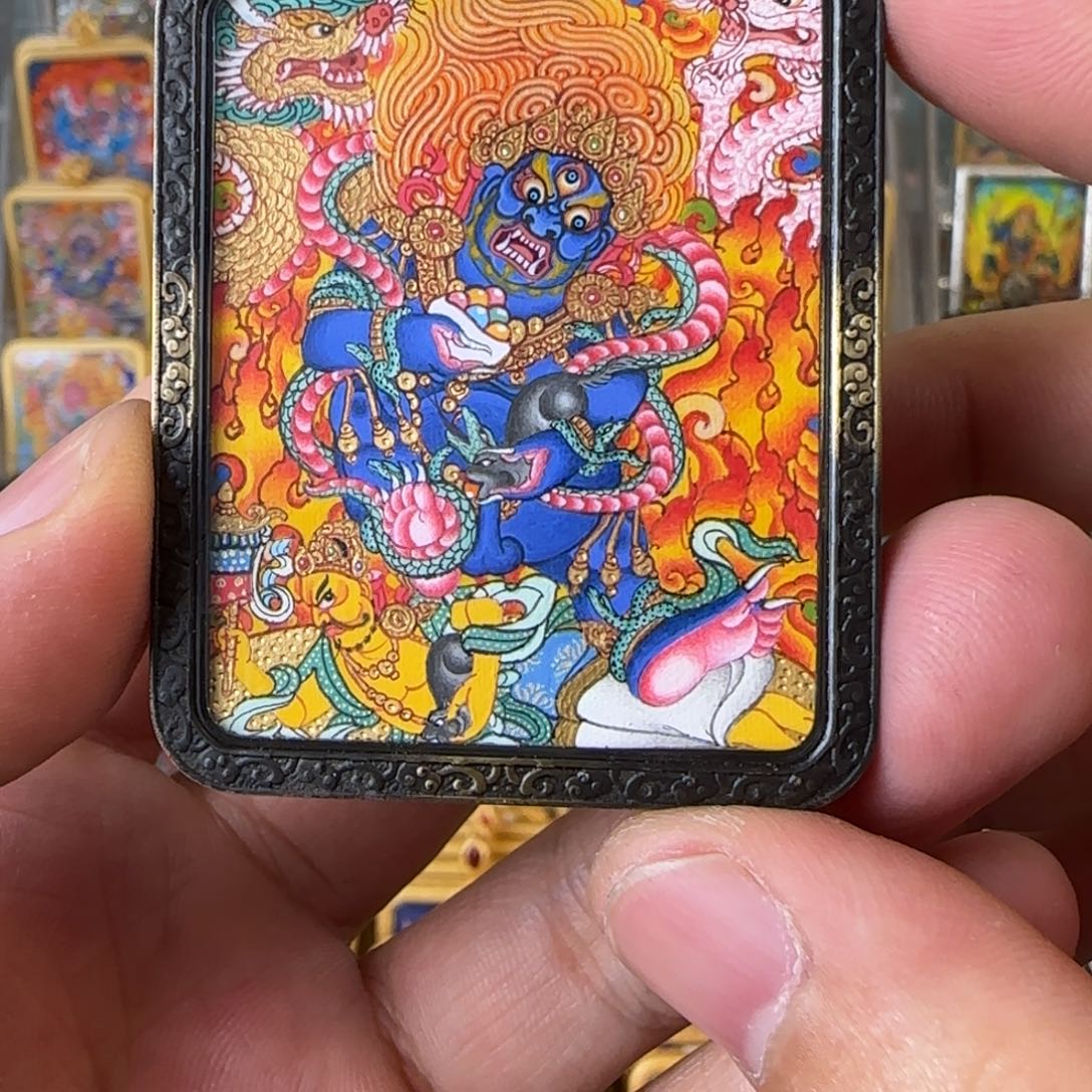 吊坠白****汤黑财唐卡艺术