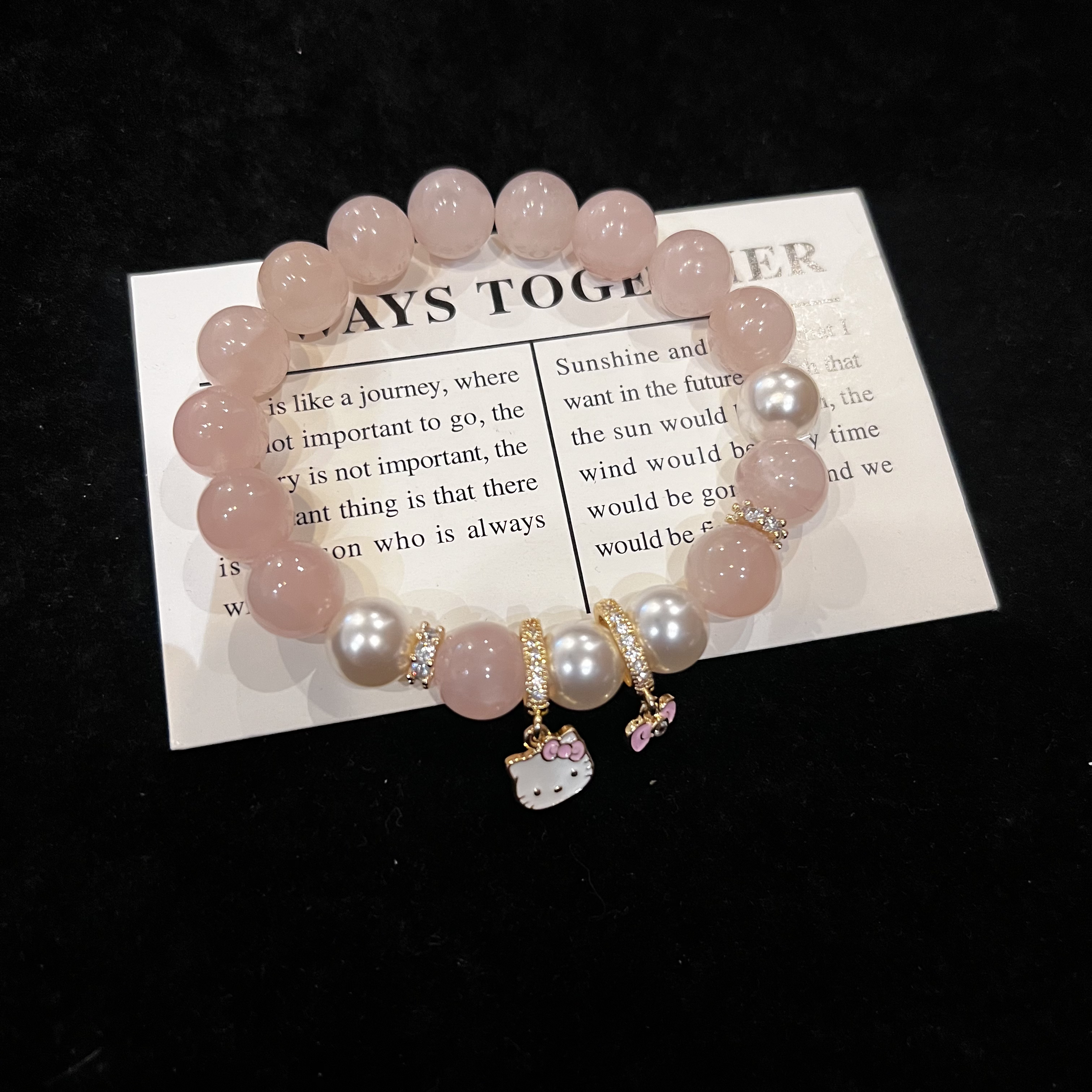 F297 10mm西柚粉猫咪设计款手串 多样性发