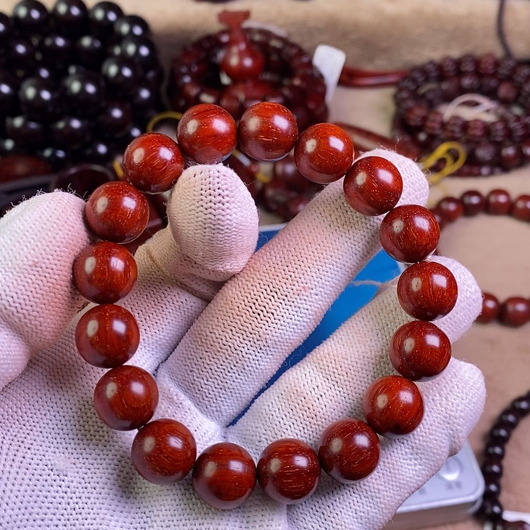 小叶紫檀手串/手链薯***?无胶无蜡12鱼鳞