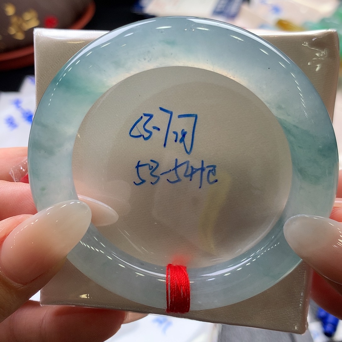 肥***水翡翠手镯（贵妃镯）未镶嵌53.7圆