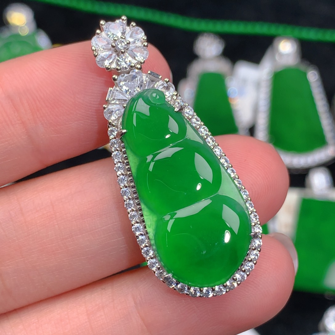 翡翠吊坠(不含链)银S925镶嵌