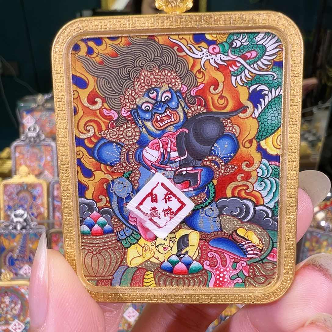 吊坠黑才热贡唐卡