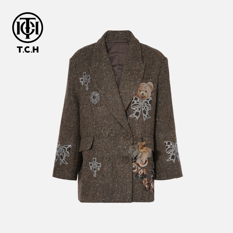 TCH烫钻工艺新时尚淑女百搭新潮流外套女T75C27E5009轻奢tch