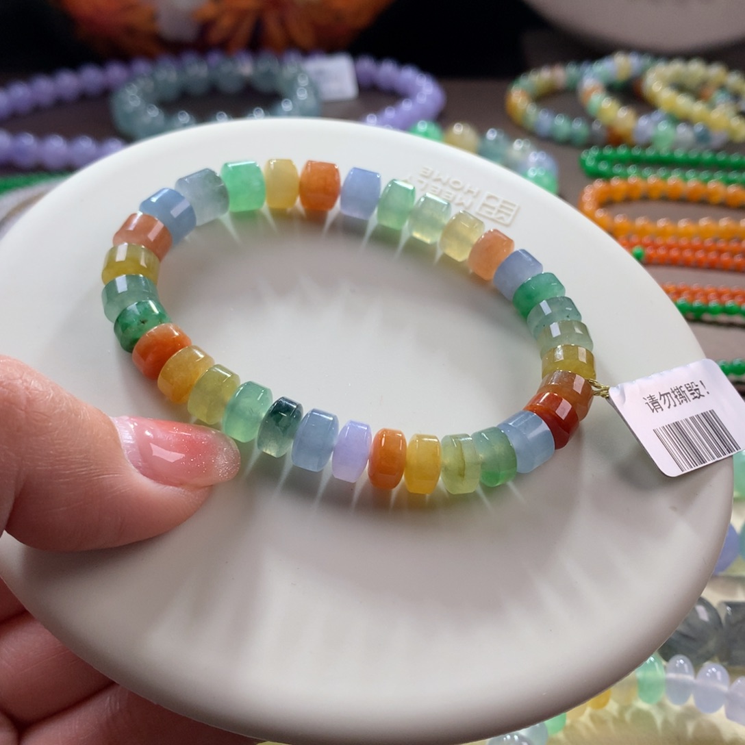 翡翠手链未镶嵌多宝桶珠卡7➕