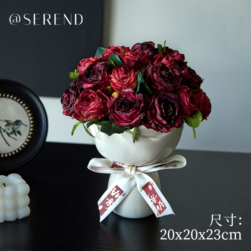 复古系花束仿真花艺摆件客厅餐桌装饰品高档花艺摆设