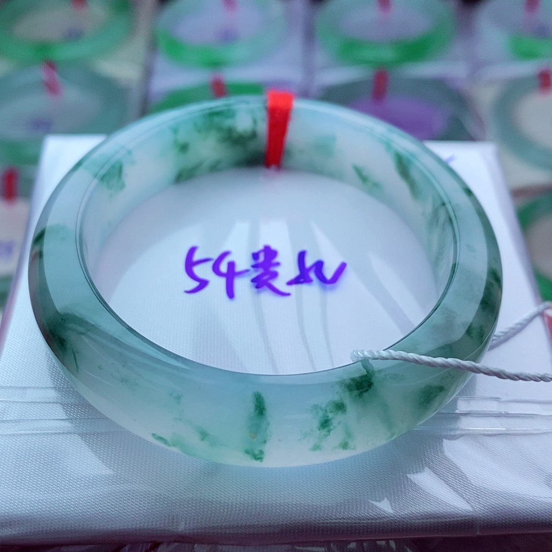 0465贵妃54冰飘花起光透亮天然缅甸翡翠A货传承54.5短49.2，12，8.5